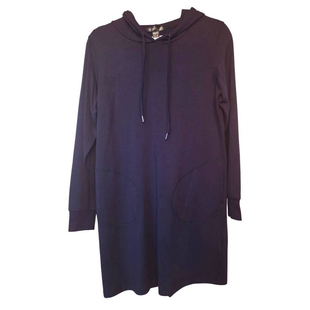 NEW RENUAR women's long sleeve hoody dress in black